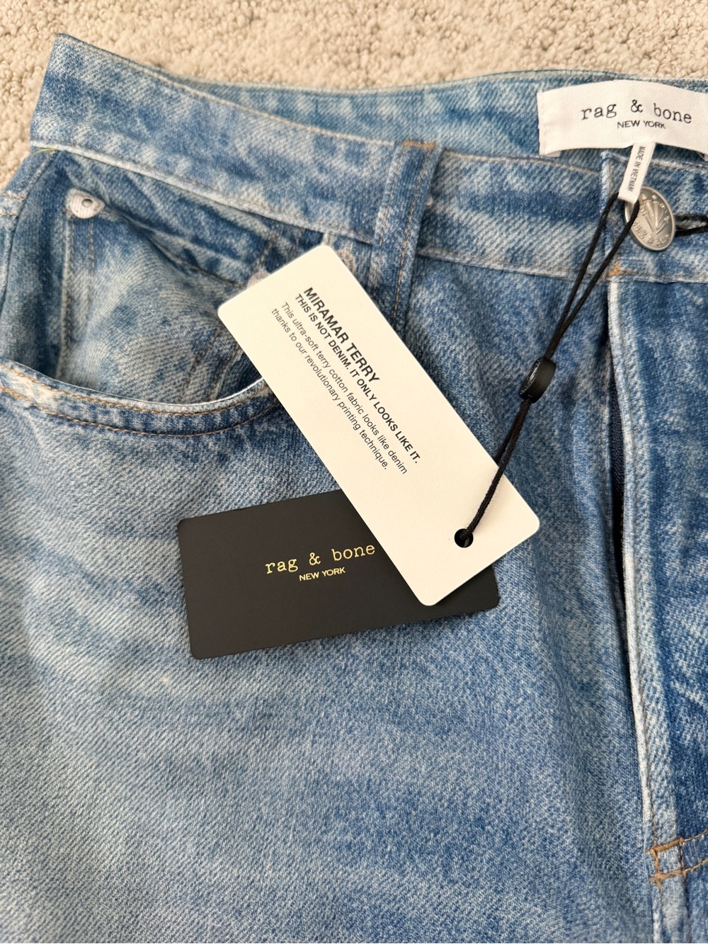 NWT rag & bone Miramar Sofie Wide-Leg Pant Cotton Sweatpant Jean Raily Blue 26 - Picture 5 of 10